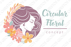 Woman Circle Face Flowers Hair, an Object Illustration by Christos Georghiou