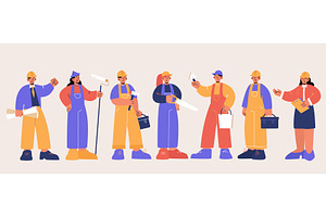Builders, engineers and workers in, a Person Illustration by art PVP - market