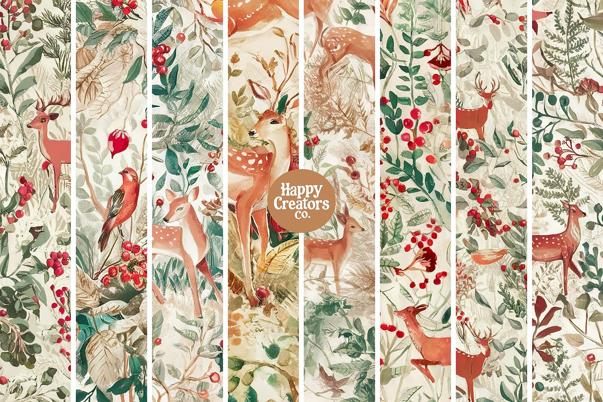 Fauna and Flora Digital Papers, a Pattern Graphic by Happy Creators Co. (Photo 2 of 7)