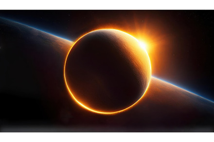 A solar eclipse with the sun's rays
