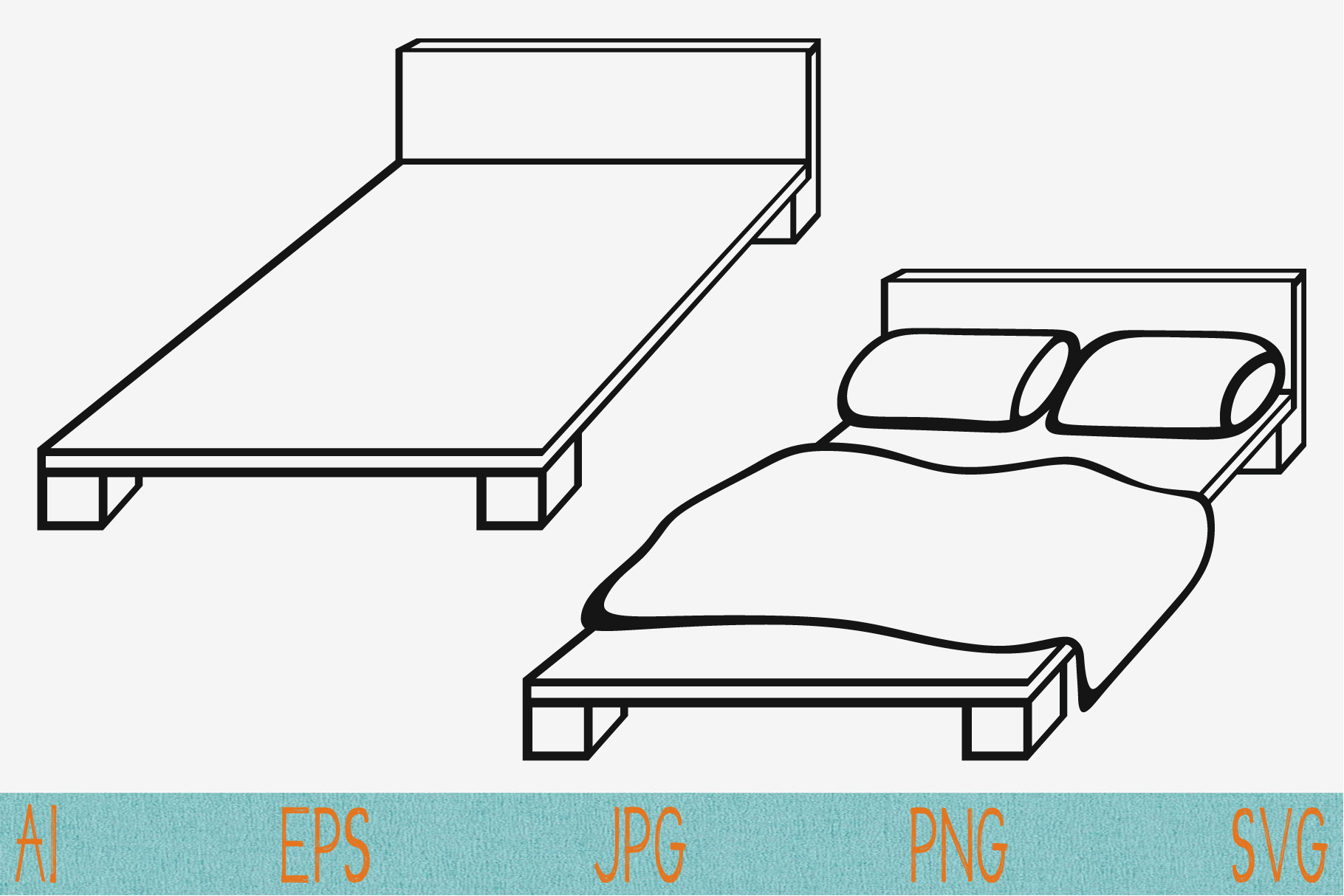 bed set vector svg png eps, an Object Graphic by FileVectorSVG