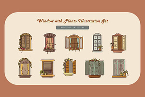 Window with Plants, a Decorative Illustration by Creathub Studio