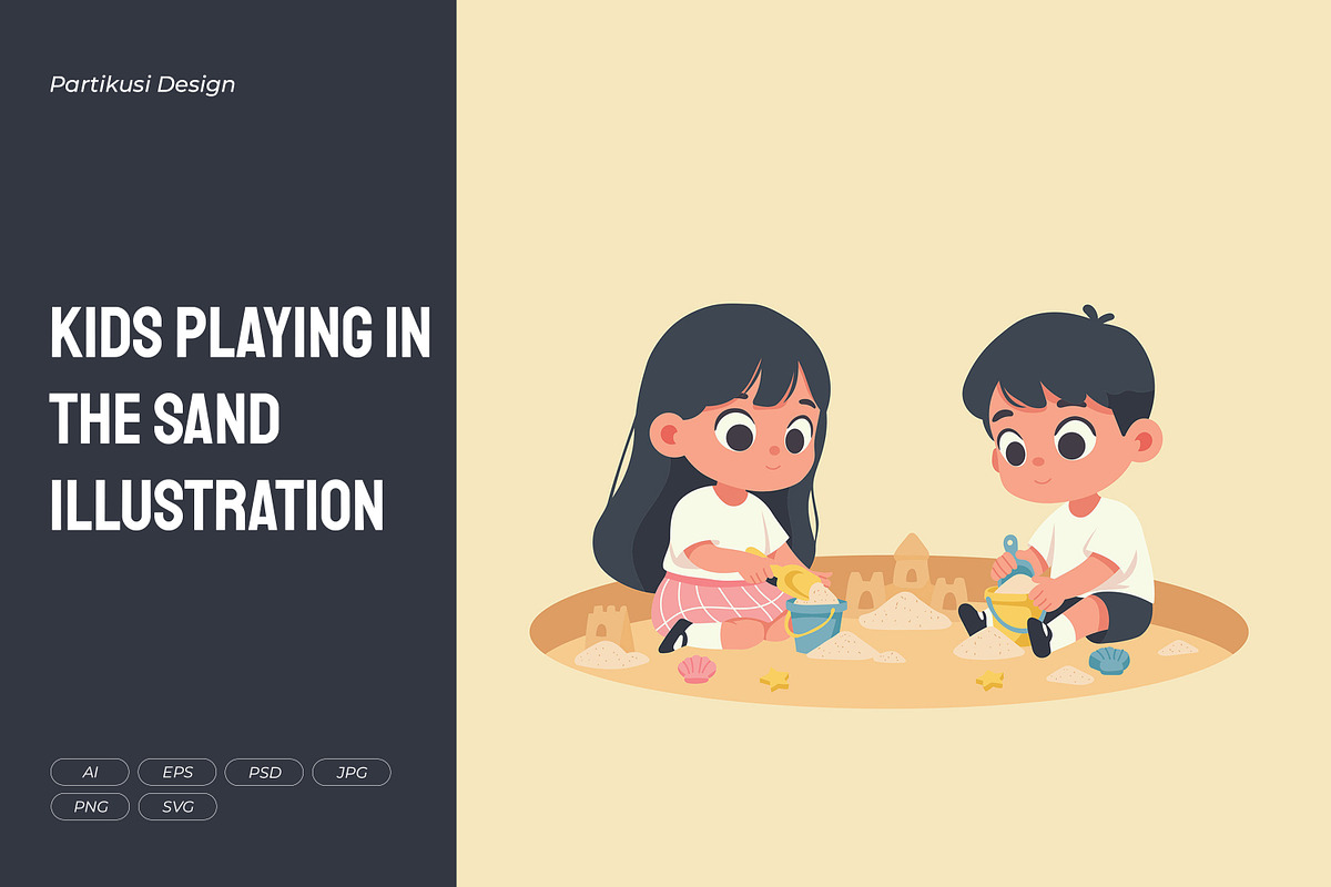 Kids Playing in the Sand, a Person Illustration by Partikusi Design (Photo 1 of 3)