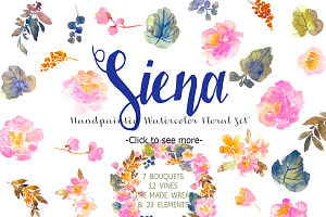 Siena - Handpainted Watercolor Flora