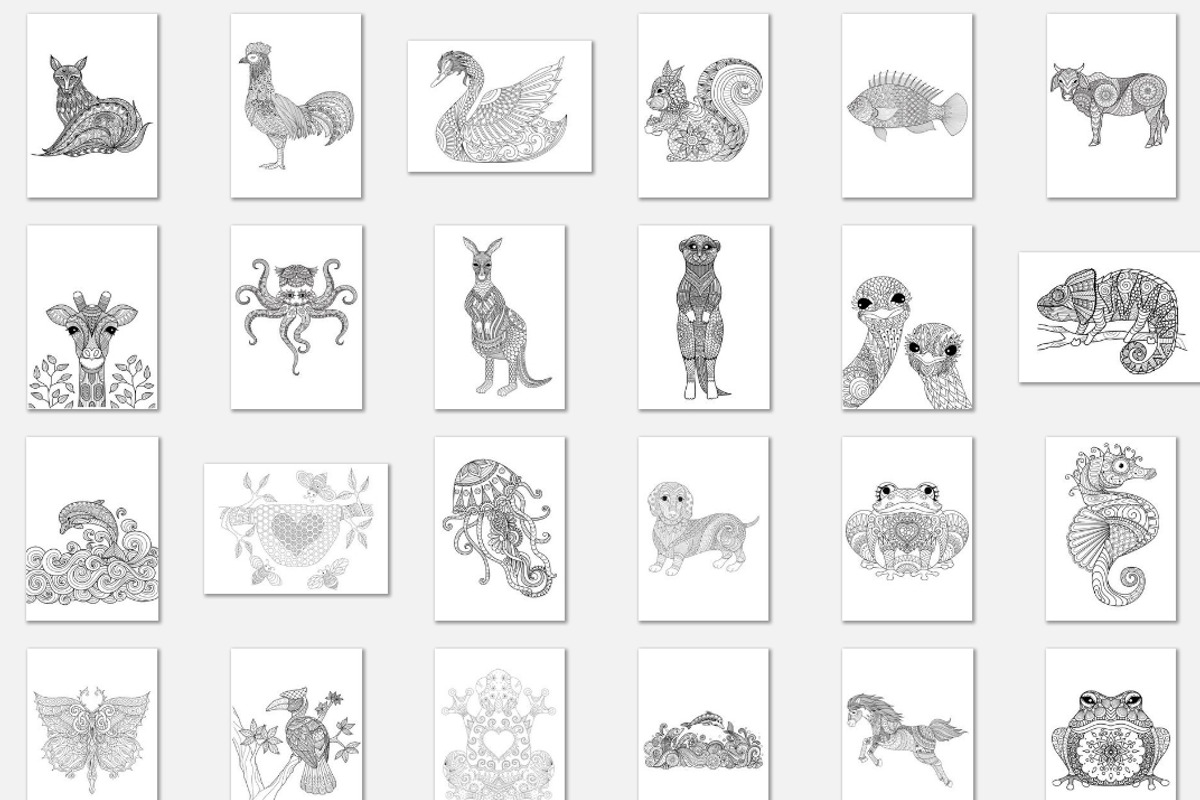 150 Animals Mandala Coloring Vector, an Animal Illustration by Blue Digital Studio (Photo 8 of 9)