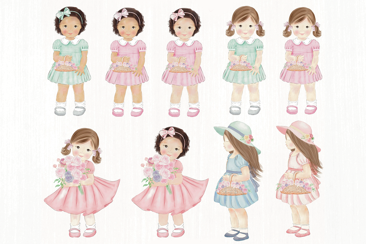 Cute little girls, little dolls, an Illustration by Lolytop Studio (Photo 2 of 3)