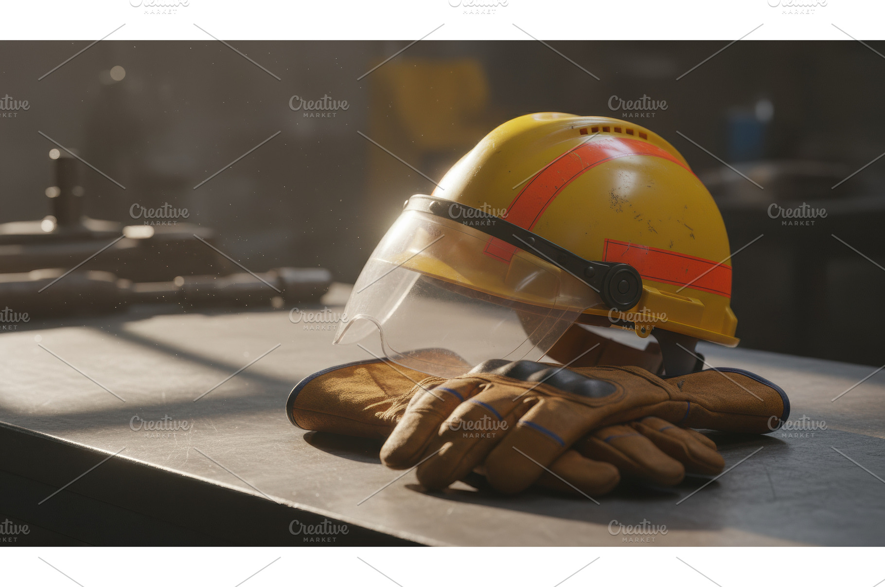 Heavy duty yellow safety helmet with, an Industrial Photo by Igor Tichonow