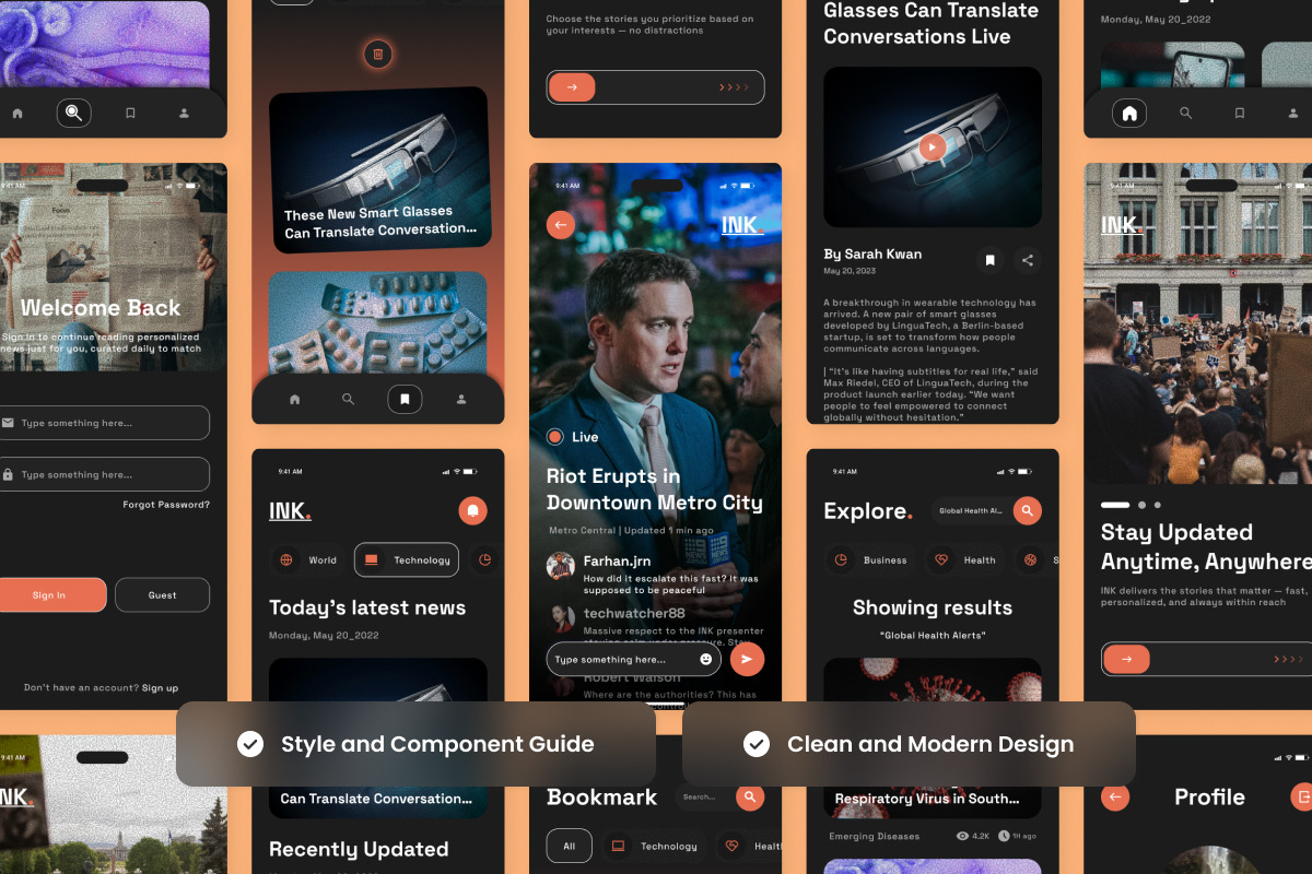 Ink - News Portal Mobile App Design, an App Template by twinstd (Photo 3 of 5)