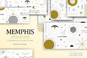 Memphis backgrounds. White and gold., a Decorative Illustration by KENO Mascots (Thumbnail 1 of 4)