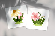 Cute flowers with kawaii faces set, a Decorative Illustration by Good Studio (Thumbnail 4 of 5)