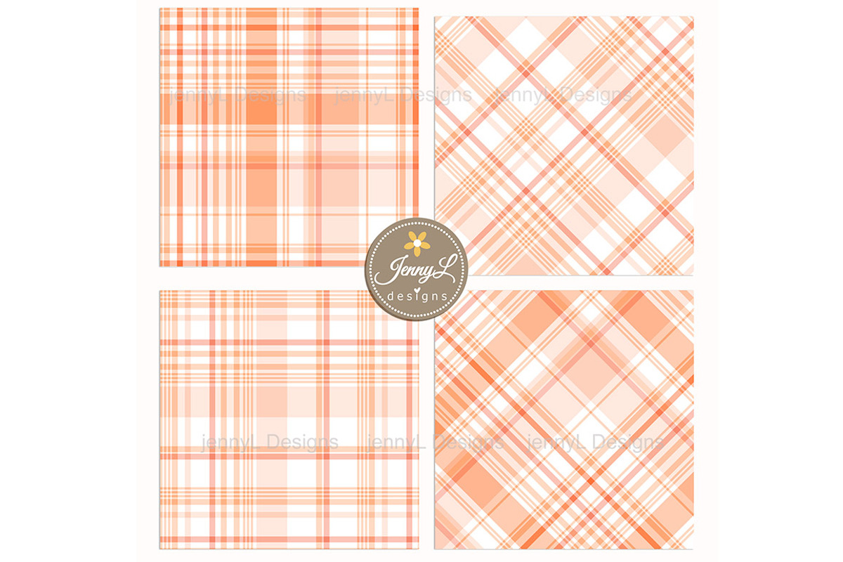 Peach Plaid Digital Papers, Pastel, a Pattern Graphic by JennyL Designs (Photo 3 of 8)