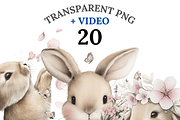 20 Floral Bunny Clipart, an Animal Illustration by Pati Charm Studio (Thumbnail 1 of 8)