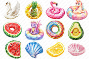 Pool Float Watercolor Clipart, an Illustration by Watercolor design (Thumbnail 2 of 12)