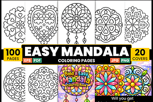 Bold & Easy Mandala Coloring Page, a Decorative Illustration by Design Station