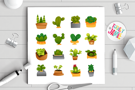 Cartoon Cactuses And Succulents Icon