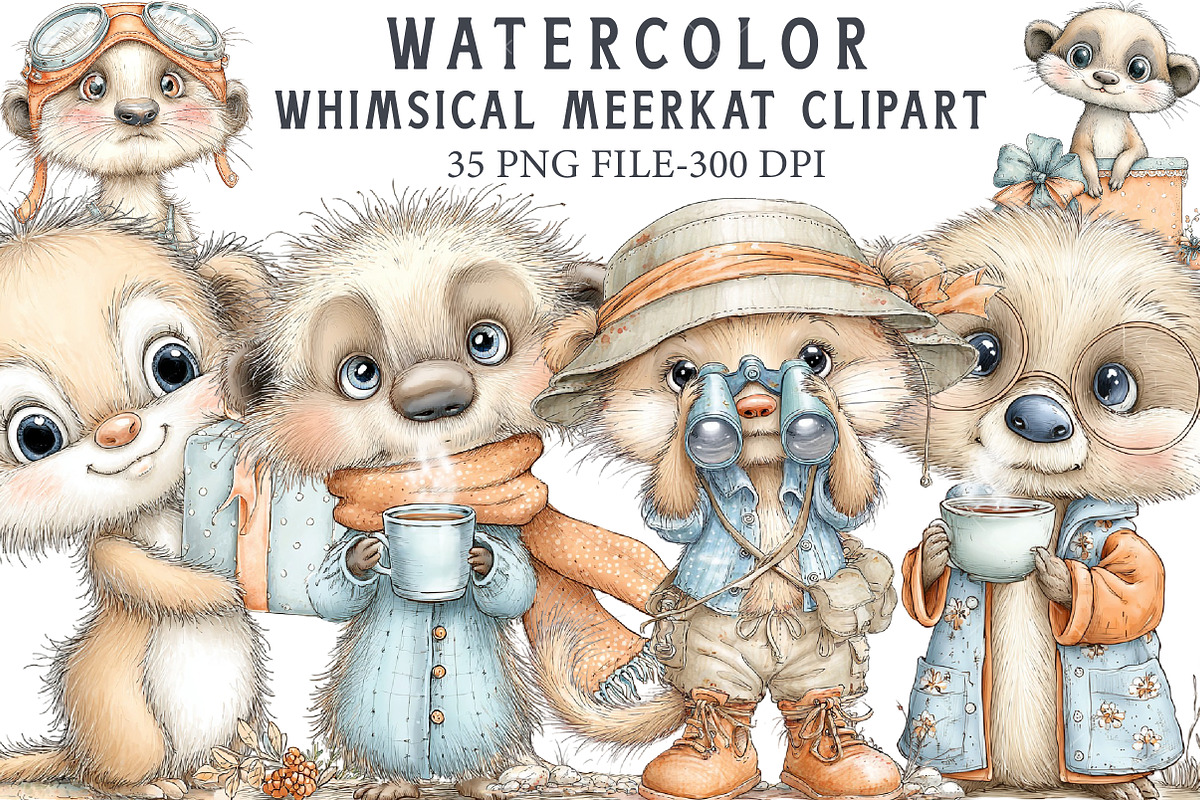 Whimsical Meerkat Clipart, an Illustration by Libby Wishes (Photo 1 of 7)