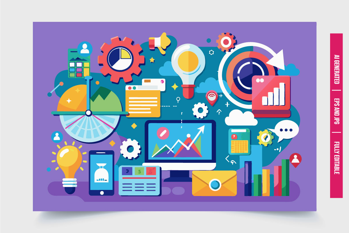Colorful Digital Marketing Illustrat, an Illustration by Tanuart (Photo 3 of 3)
