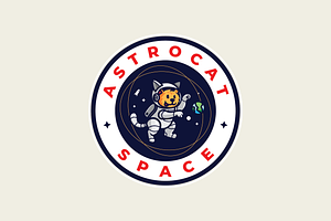 Astronaut Cat Design Template