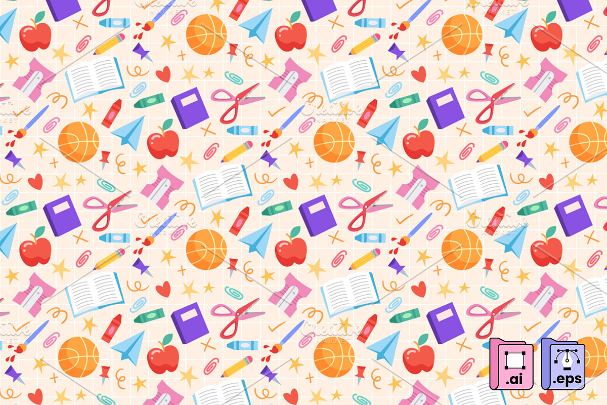 Back to School Seamless Pattern, an Education Illustration by MISS CHATZ (Photo 2 of 3)