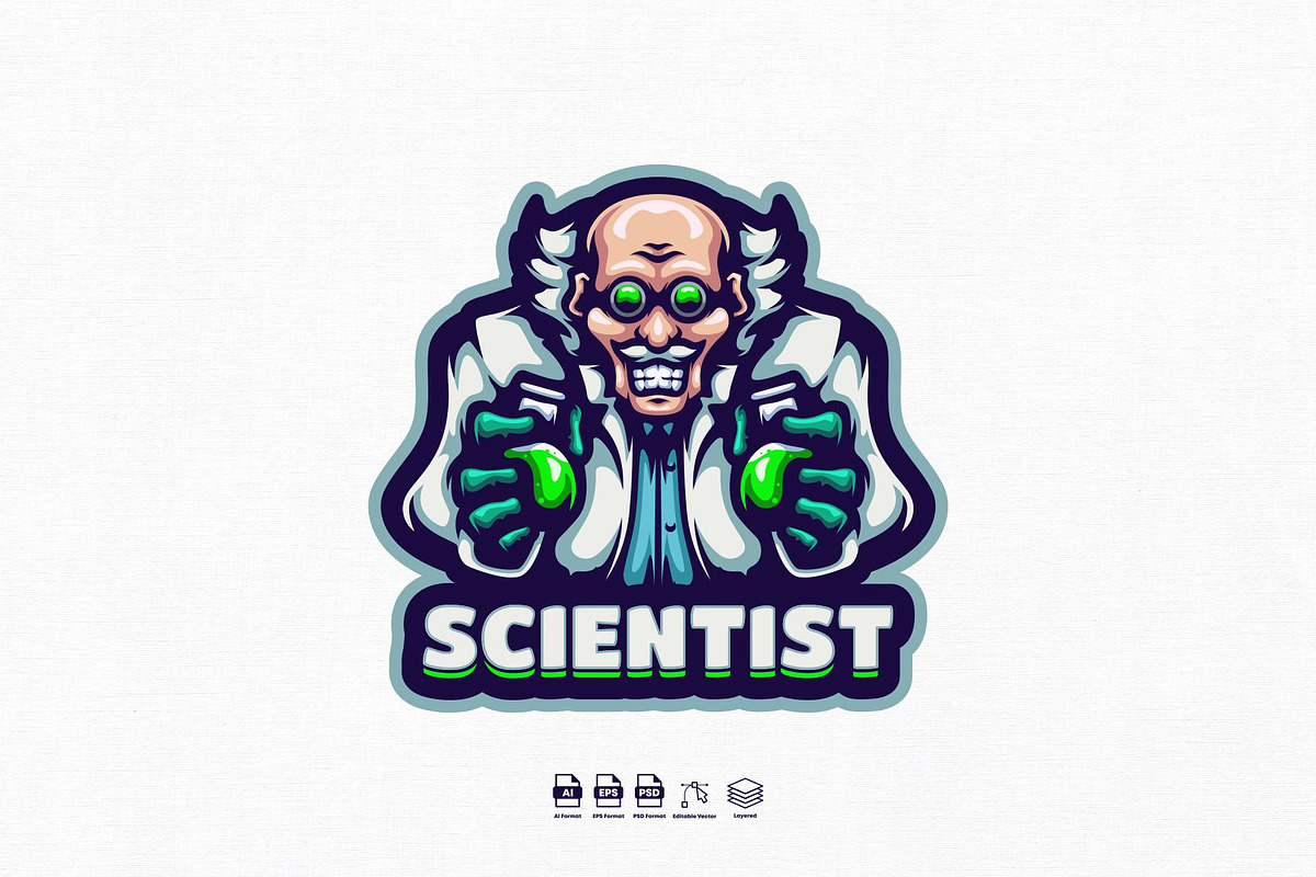 Scientist Mascot Logo Design, a Branding & Logo Template by kromastd22