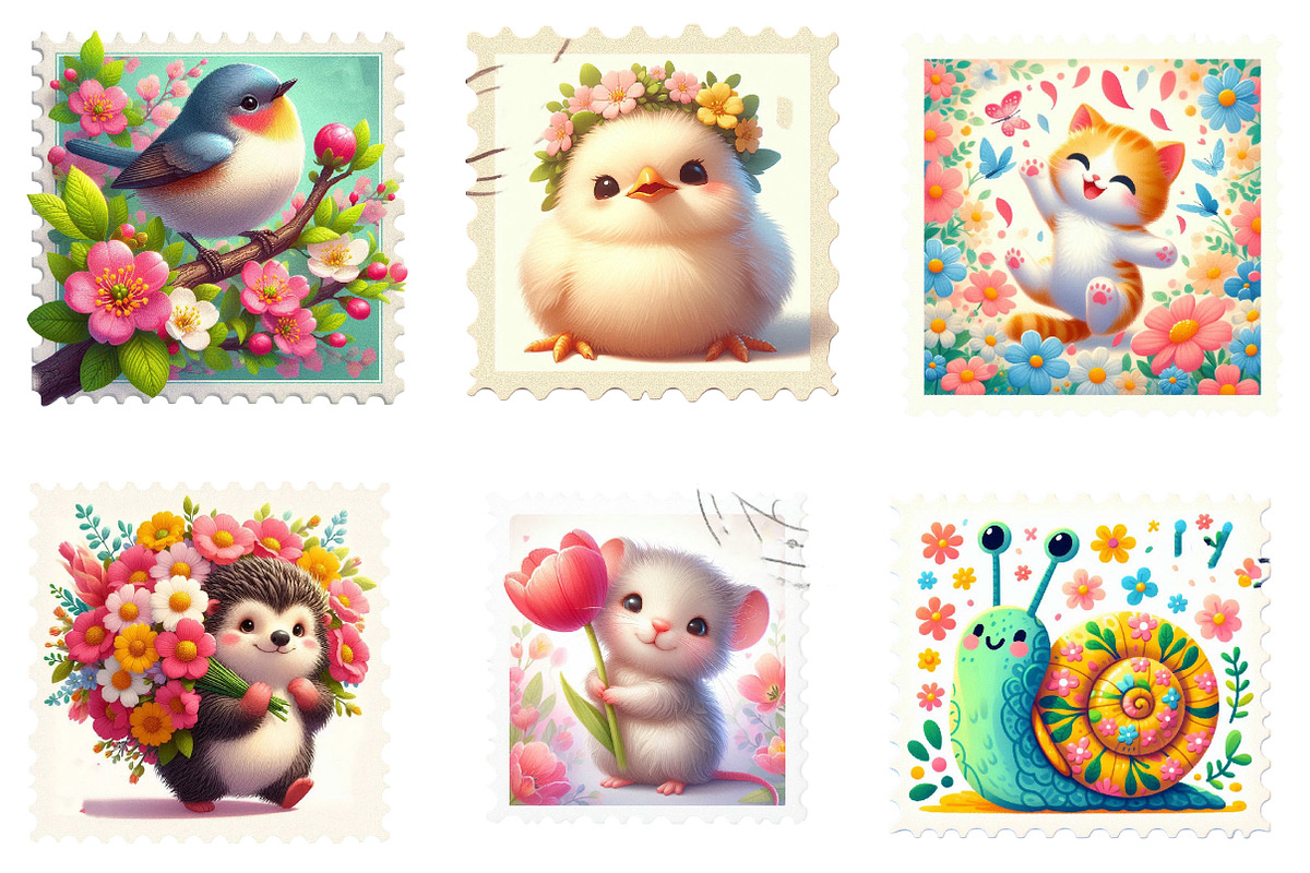 Spring Animal Postage Stamp Clipart, an Illustration by Designking (Photo 5 of 5)