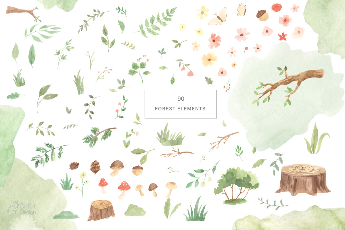 WOODLAND BABIES. Watercolor set, an Animal Illustration by OlliArtDesign (Photo 7 of 9)