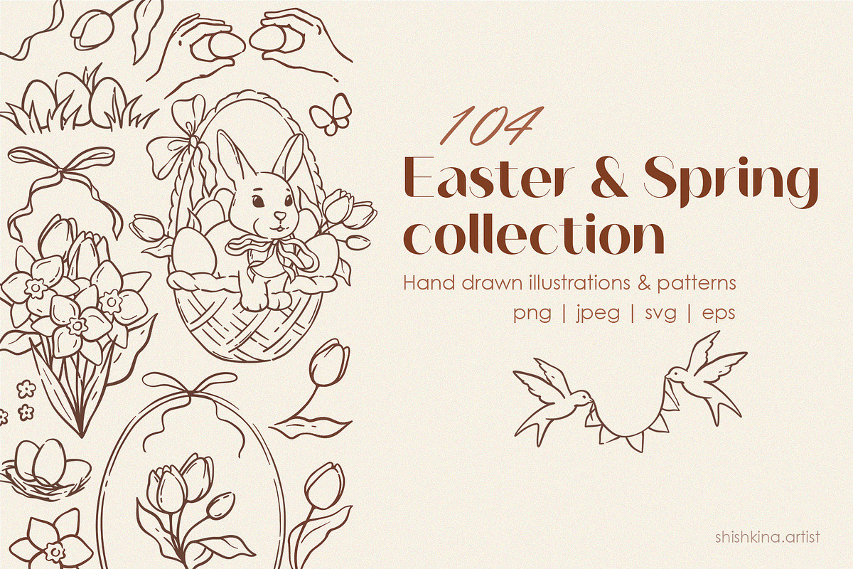 Easter & Spring Clipart Set, a Seasonal Illustration by shishkina.artist (Photo 1 of 9)