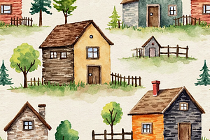 Homes Seamless Pattern
