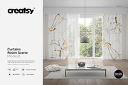 Curtains Room Scene Mockup, a Household Mockup by creatsy2 (Thumbnail 1 of 9)