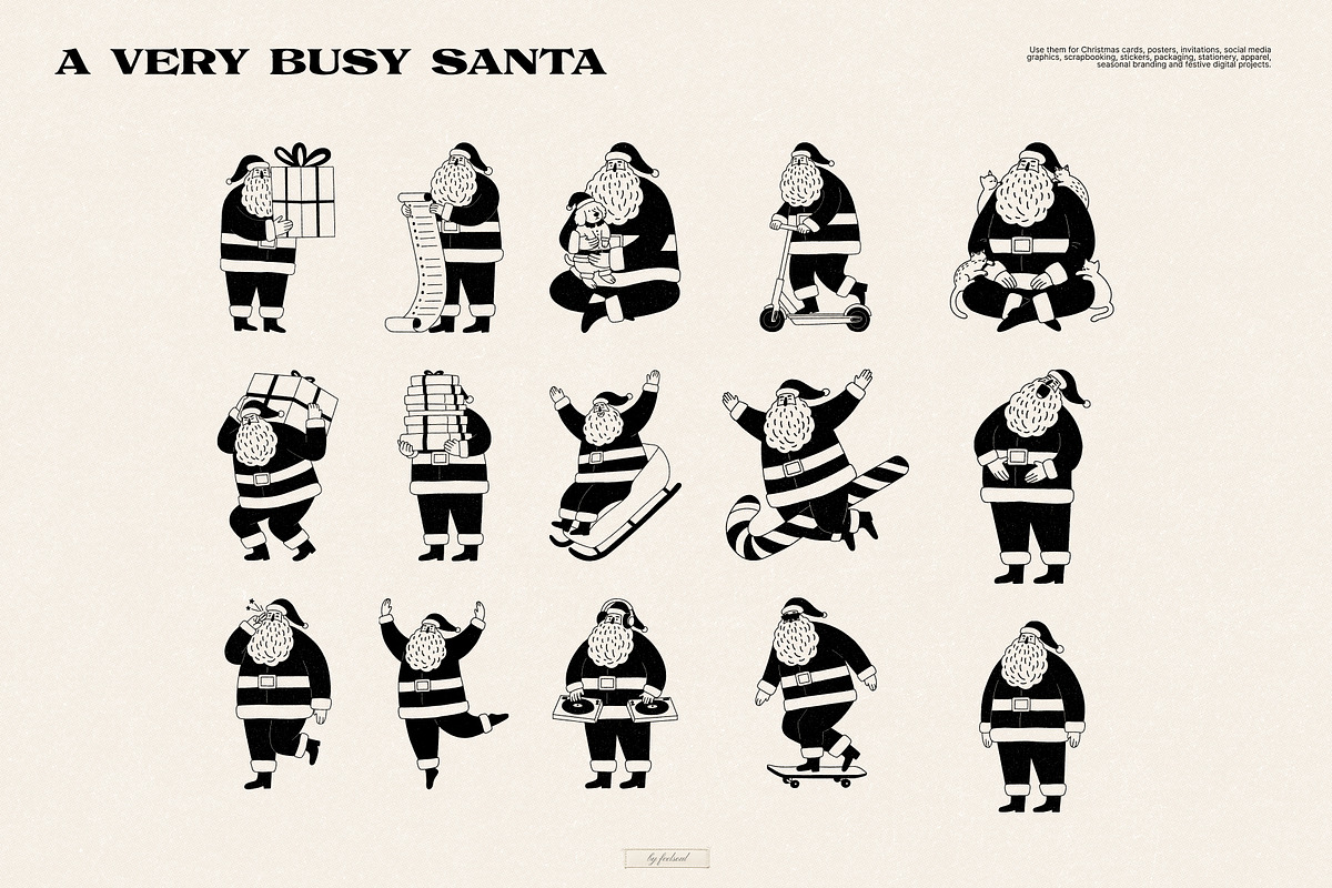 A Very Busy Santa Illustrations, a Seasonal Illustration by Feelsoul (Photo 7 of 10)