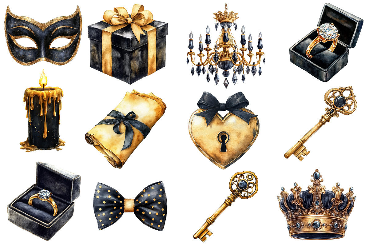 Black & Gold Luxury Clipart, an Illustration by Designworld (Photo 3 of 9)
