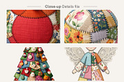 Christmas Patchwork Clipart, a Seasonal Illustration by Artnoy (Thumbnail 4 of 7)