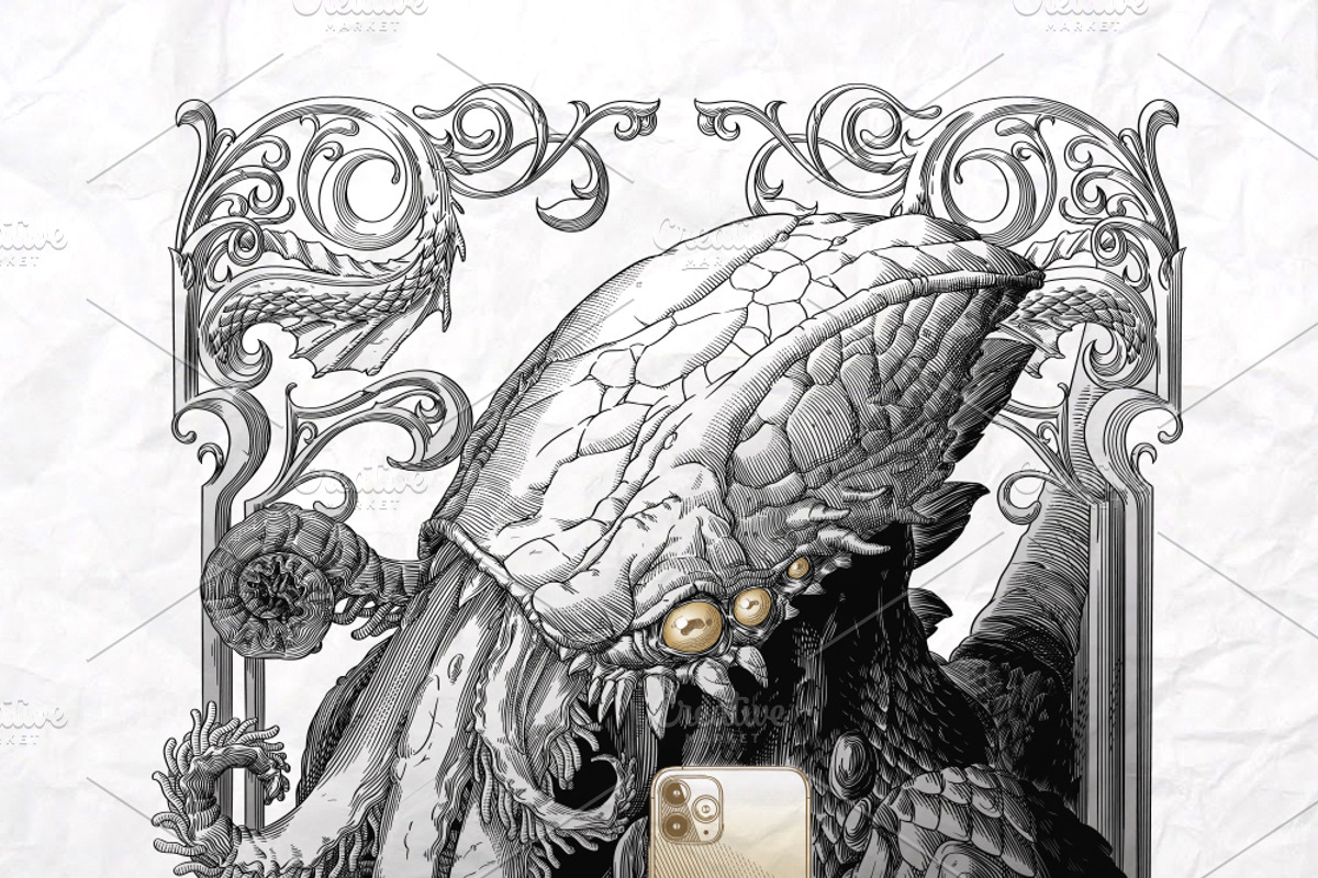 #Cthulhu with iPhone, an Illustration by inshader (Photo 2 of 6)