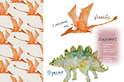 Dinosaurs seamless + clipart set, a Pattern Graphic by PatternsBlooming (Thumbnail 3 of 8)