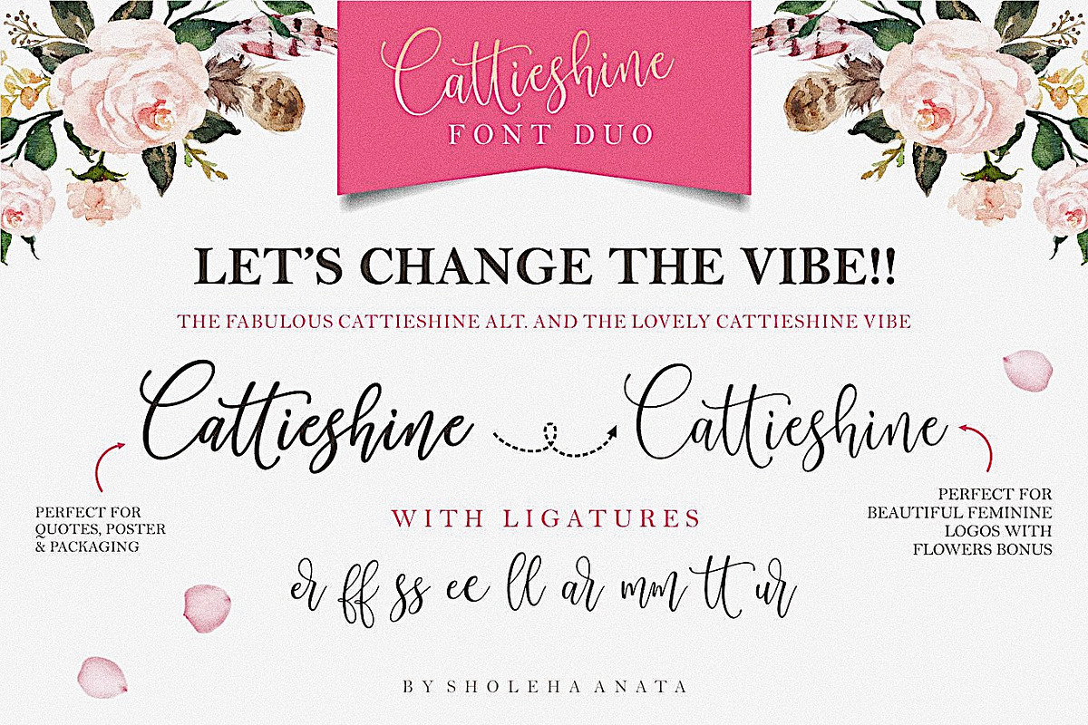 Sale 20% Cattieshine - Font Duo, a Script Font by Anatadesign (Photo 13 of 22)