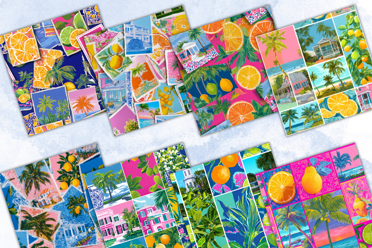 Sunshine State of Mind Digital Paper, a Pattern Graphic by Paper & Pattern Studio (Photo 2 of 9)