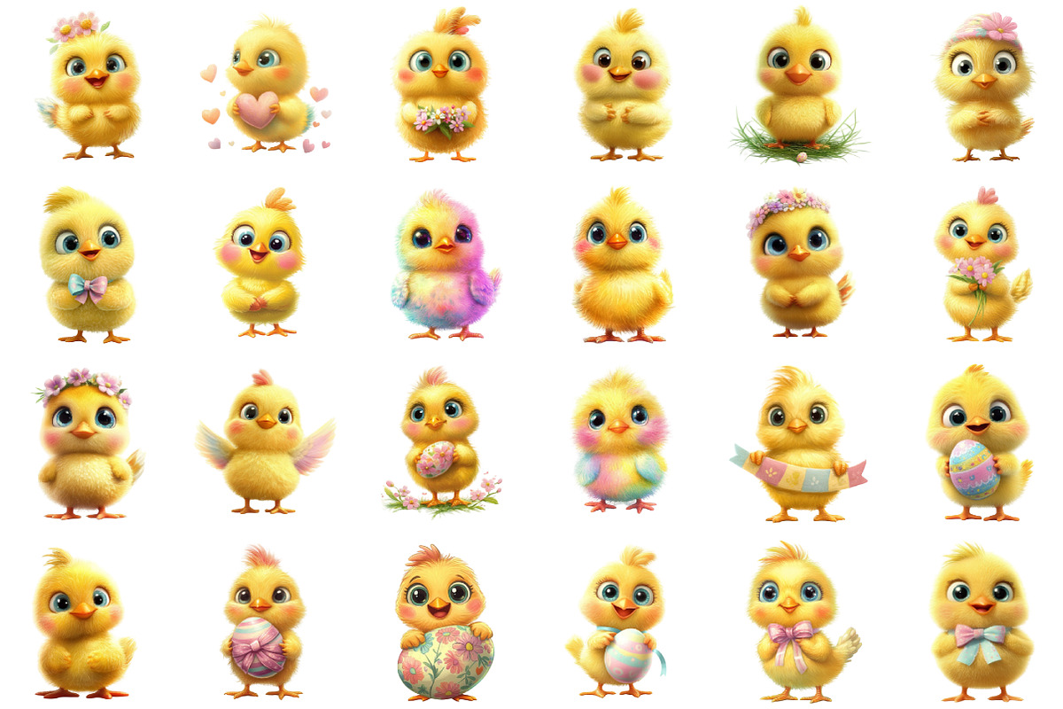 Whimsical Easter Chick Clipart, an Illustration by designcity5 (Photo 2 of 5)