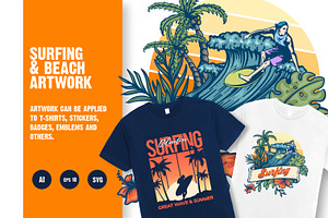 surfing T-Shirt design BUNDEL, an Object Illustration by grindstudio