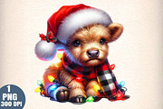 Christmas Lights Highland Cow Png, an Illustration by Daily.Designs (Thumbnail 1 of 5)