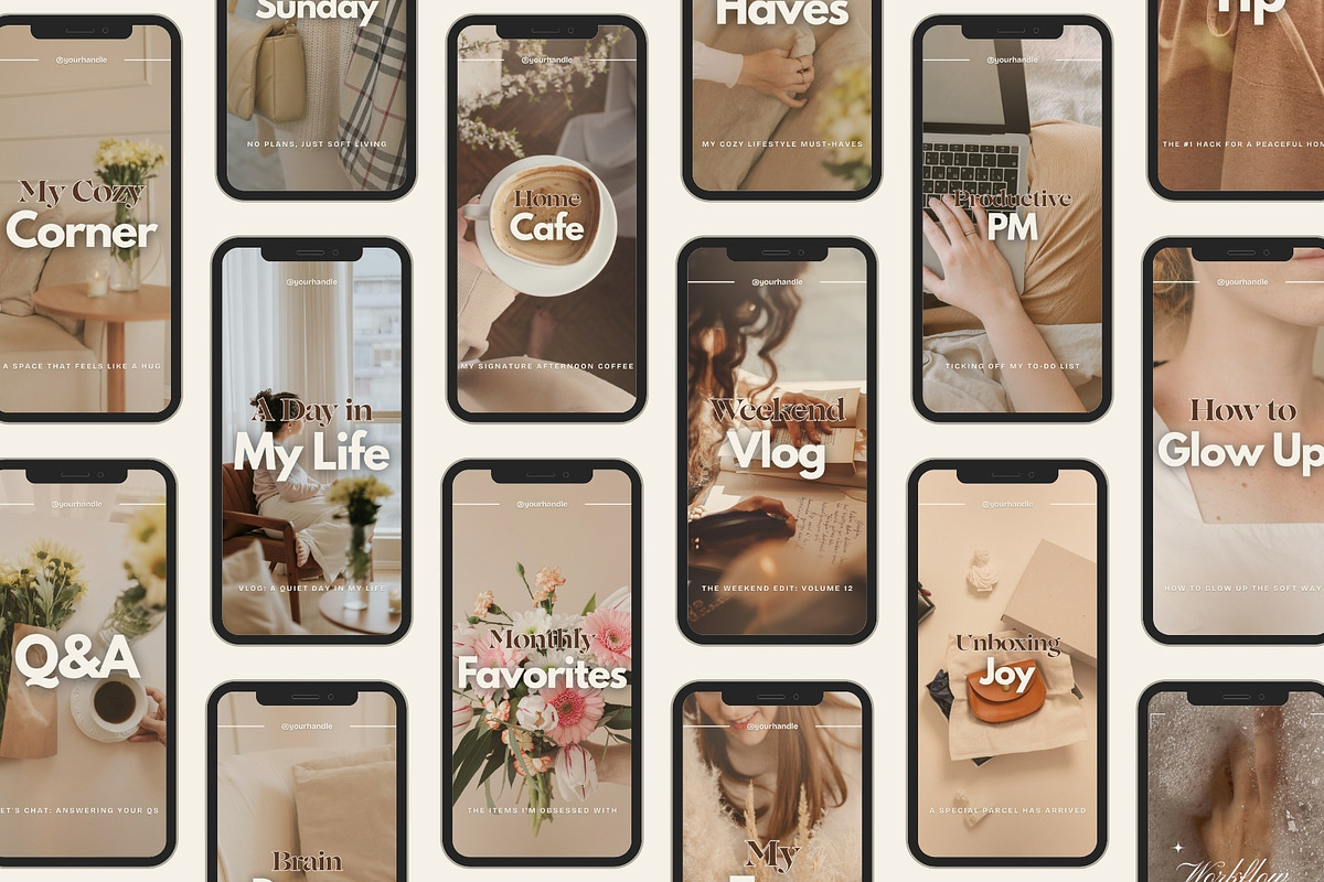 Lifestyle Instagram Reel Covers, a Social Media Template by Anna Design Studio (Photo 1 of 9)