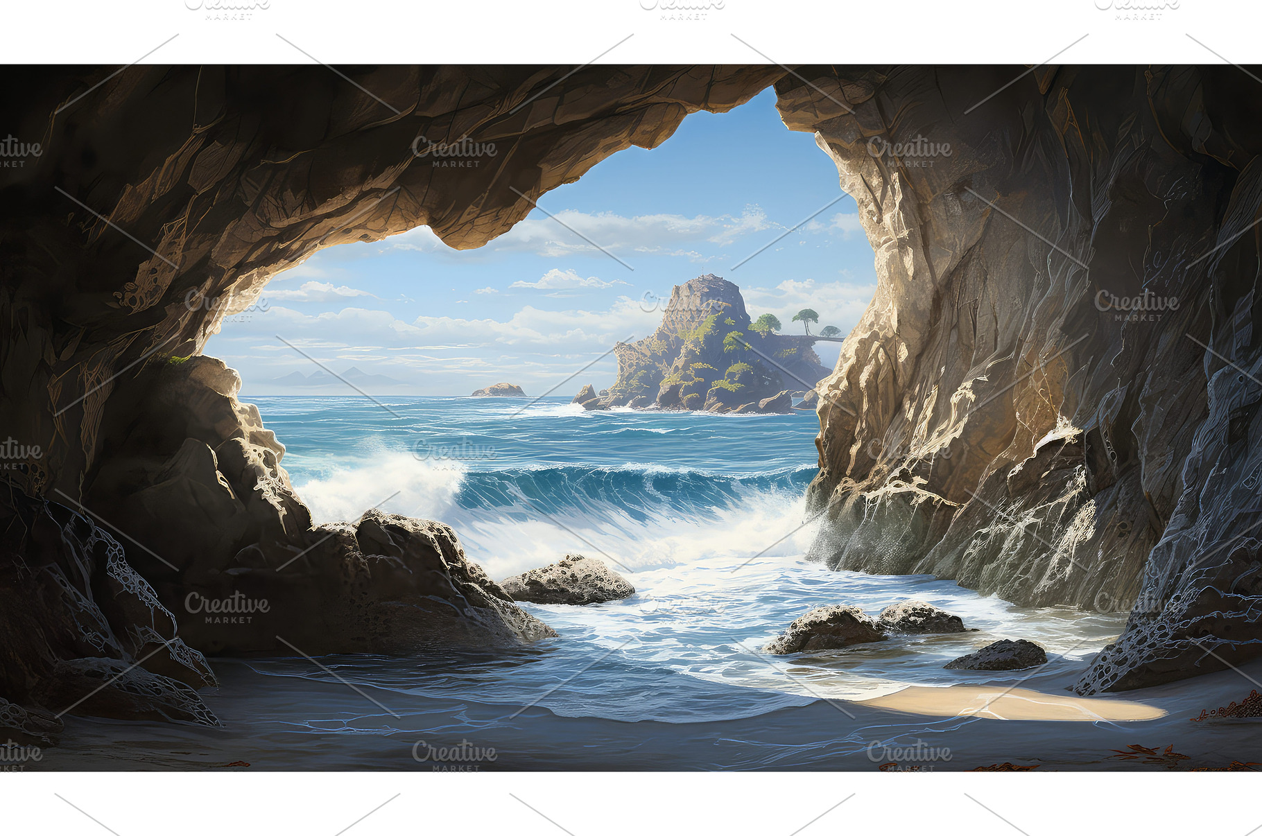 cliffs sea cave landscape ai, a Background Photo by pikepicture