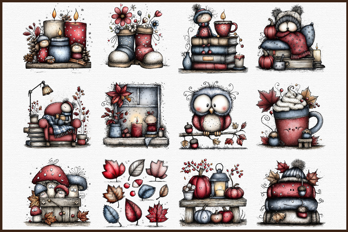 Watercolor Cozy Fall Clipart Bundle, an Illustration by Sublimation Artist (Photo 3 of 6)