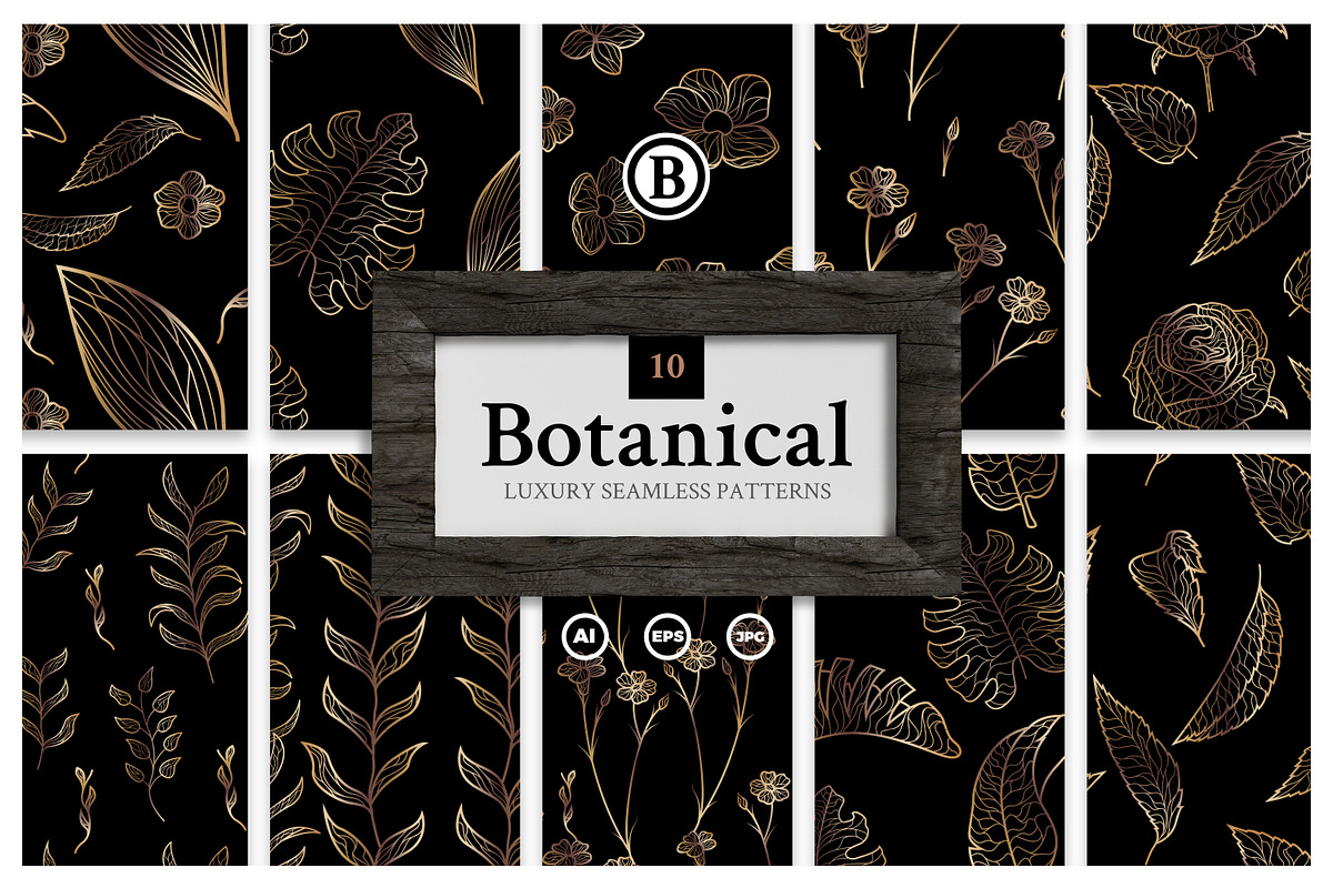 WOW Golden Botanical Patterns, a Pattern Graphic by AndrewPixel (Photo 1 of 7)