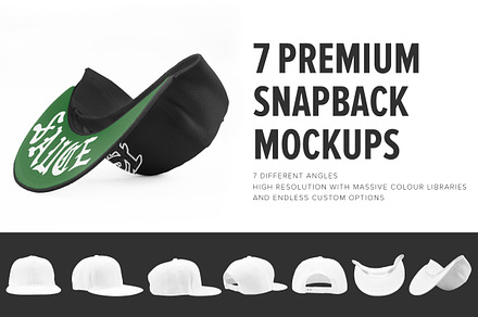 7 Premium Snapback Mockups, a Hat Mockup by Pixel Sauce™