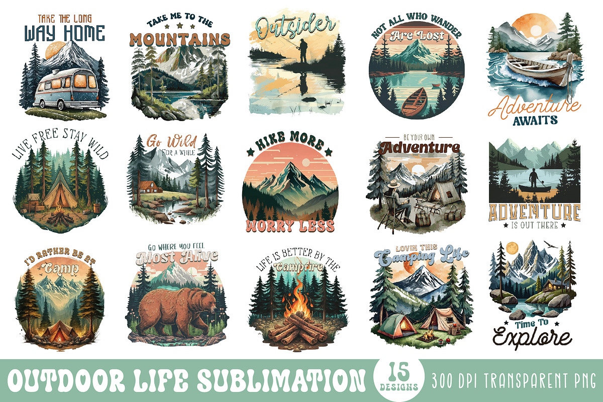 Outdoor Life Sublimation Bundle, a Graphic by CraftlabSVG (Photo 1 of 14)