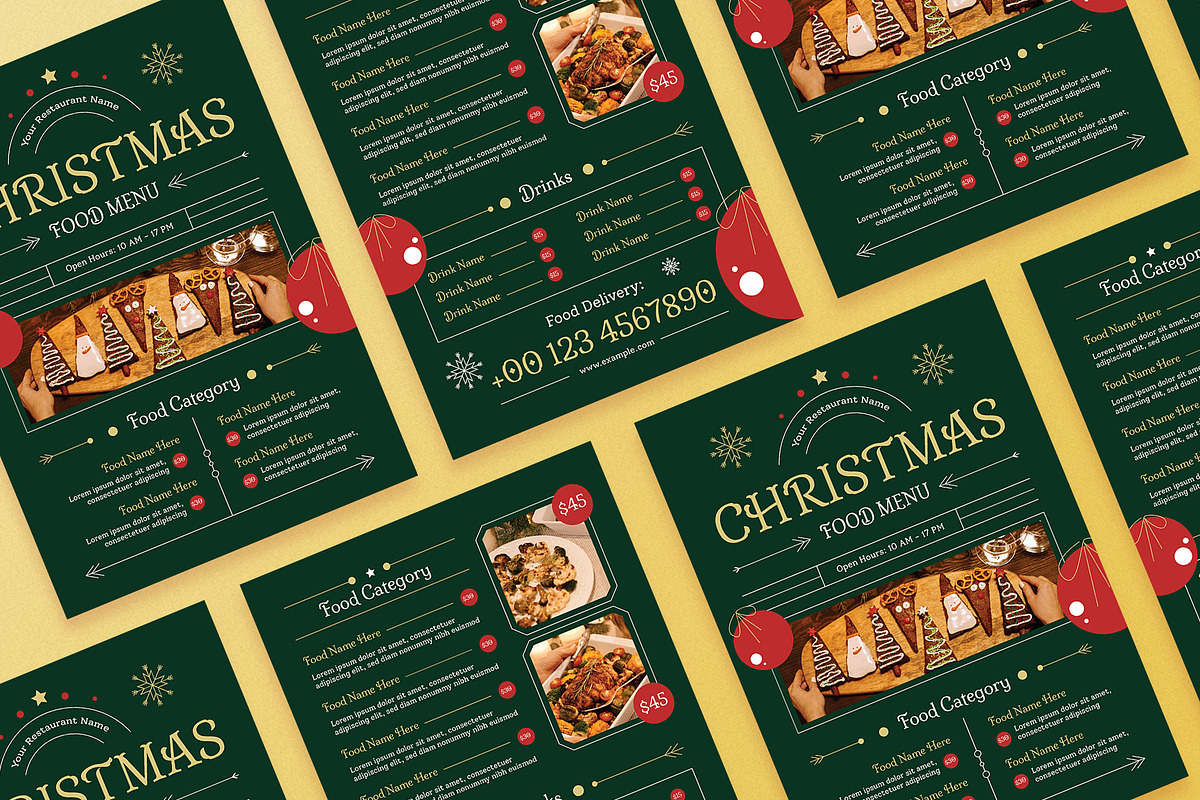 Green Elegant Christmas Food Menu, a Flyer Template by Aiyari Graphic (Photo 2 of 3)