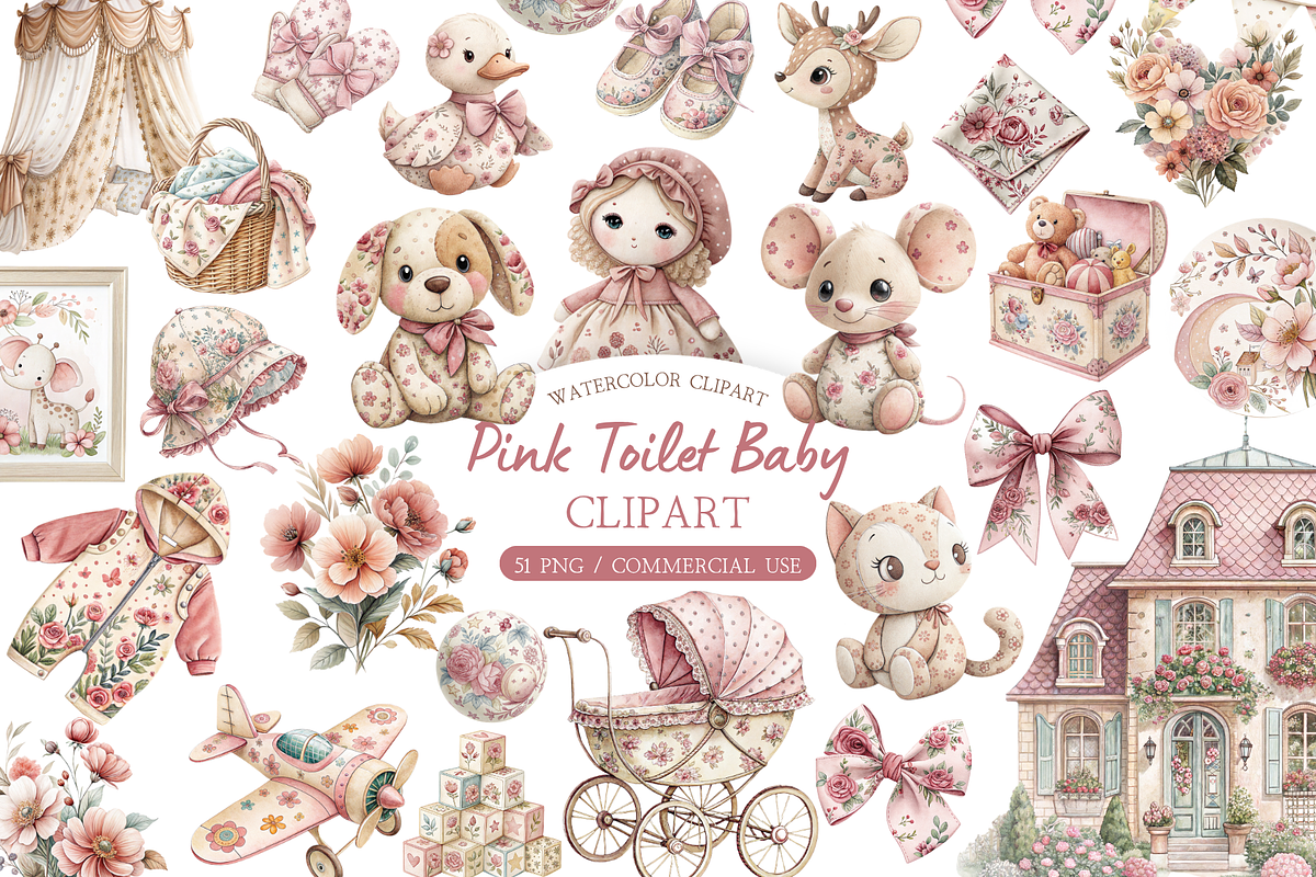 Baby Toile Nursery Graphics, an Illustration by MockupWizard (Photo 1 of 6)
