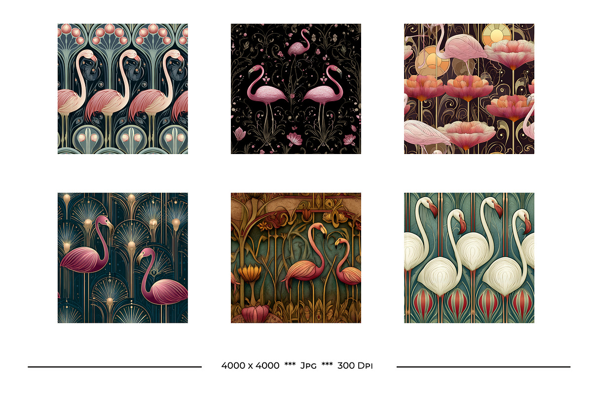 Flamingo Retro Art Style Patterns, a Pattern Graphic by karenfoleyphoto (Photo 3 of 8)