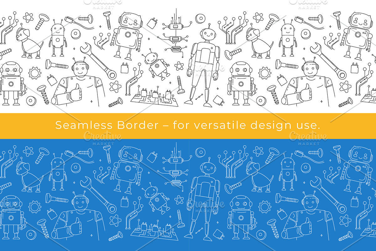 STEM Robotics Clipart & Pattern, a Technology Illustration by VasilkovS (Photo 5 of 5)