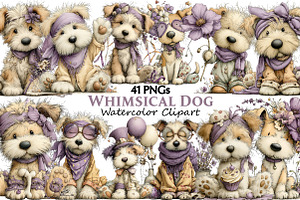 Whimsical Dog Clipart, an Illustration by Pixels.Craft
